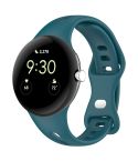 For Google Pixel Watch Water Drop Slimming Butterfly Button Solid Silicone Band(Dark Green)