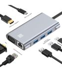 JUNSUNMAY 7 in 1 Type-C to 4K HDMI / VGA / 1000M Ethernet Docking Station Adapter USB C Hub