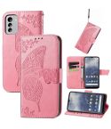 For Nokia G60 Butterfly Love Flower Embossed Horizontal Flip Leather Case with Bracket / Card Slot / Wallet / Lanyard(Pink)