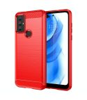 For Motorola Moto G Power 2020 Brushed Texture Carbon Fiber TPU Phone Case(Red)