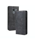 Magnetic Buckle Retro Crazy Horse Texture Horizontal Flip Leather Case for LG K50 /LG Q60 , with Holder & Card Slots & Photo Frame(Black)