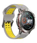 For Amazfit Falcon 22mm  Two-Color Breathable Sports Silicone Watch Band(Grey+Yellow)
