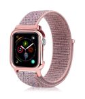 Simple Fashion Nylon Watch Band with Frame for Apple Watch Series 5 & 4 40mm(Pink)