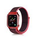 Simple Fashion Nylon Watch Band with Frame for Apple Watch Series 5 & 4 40mm(Black and red)