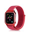 Simple Fashion Nylon Watch Band with Frame for Apple Watch Series 5 & 4 40mm(Hibiscus Pink)