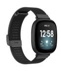 For Fitbit Versa 4 / Versa 3 / Sense 2 / Sense Integrated Milan Buckle Fine Mesh Metal Watch Band(Black)
