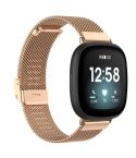 For Fitbit Versa 4 / Versa 3 / Sense 2 / Sense Integrated Milan Buckle Fine Mesh Metal Watch Band(Rose Gold)