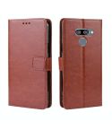 Retro Crazy Horse Texture Horizontal Flip Leather Case for LG K50 /LG Q60, with Holder & Card Slots & Photo Frame(Brown)