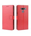 Retro Crazy Horse Texture Horizontal Flip Leather Case for LG K50 /LG Q60, with Holder & Card Slots & Photo Frame(Red)