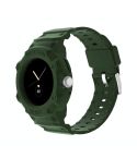 For Google Pixel Watch JUNSUNMAY Integrated TPU Adjustable Elastic Watch Band(Army Green)