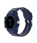 For Google Pixel Watch JUNSUNMAY Integrated TPU Adjustable Elastic Watch Band(Dark Blue)