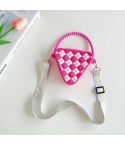 Diamond Shaped Mini Portable Shoulder Bag Silicone Handbag(RoseRed)