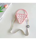 Diamond Shaped Mini Portable Shoulder Bag Silicone Handbag(Pink)