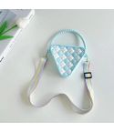 Diamond Shaped Mini Portable Shoulder Bag Silicone Handbag(Blue)