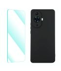 For Huawei Nova 11 ENKAY Liquid Silicone Phone Case with Tempered Glass Film(Black)