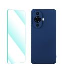 For Huawei Nova 11 ENKAY Liquid Silicone Phone Case with Tempered Glass Film(Dark Blue)