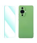 For Huawei Nova 11 ENKAY Liquid Silicone Phone Case with Tempered Glass Film(Light Green)