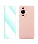 For Huawei Nova 11 ENKAY Liquid Silicone Phone Case with Tempered Glass Film(Pink)