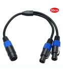 JUNSUNMAY Speakon Female to Speakon Male 2 in 1 Audio Speaker Adapter Cable, Length: 50cm