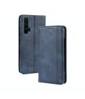 Magnetic Buckle Retro Crazy Horse Texture Horizontal Flip Leather Case for HUAWEI Honor 20pro , with Holder & Card Slots & Photo Frame(Blue)