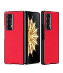 For  Honor Magic V2 Cross-grain Leather All Inclusive Shockproof Phone Case(Red)