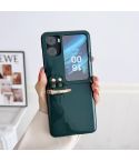 For OPPO Find N2 Filp Glossy Ring Holder Shockproof Phone Case(Dark  Green)