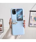 For OPPO Find N2 Filp Glossy Ring Holder Shockproof Phone Case(Blue)