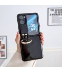 For OPPO Find N2 Filp Glossy Ring Holder Shockproof Phone Case(Black)
