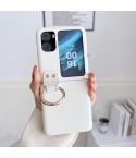 For OPPO Find N2 Filp Glossy Ring Holder Shockproof Phone Case(White)