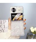 For vivo X Flip Glitter Epoxy Shell Texture Acrylic TPU Shockproof Phone Case(White)