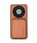 For Huawei Mate 60 Pro Carbon Fiber Leather Card Magnetic Phone Case(Brown)