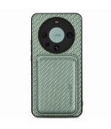 For Huawei Mate 60 Pro Carbon Fiber Leather Card Magnetic Phone Case(Green)
