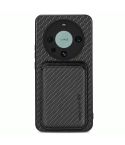 For Huawei Mate 60 Pro Carbon Fiber Leather Card Magnetic Phone Case(Black)