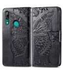 Butterfly Love Flowers Embossing Horizontal Flip Leather Case For Huawei P Smart Z with Holder & Card Slots & Wallet & Lanyard(Black)