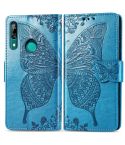 Butterfly Love Flowers Embossing Horizontal Flip Leather Case For Huawei P Smart Z with Holder & Card Slots & Wallet & Lanyard(Blue)