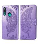 Butterfly Love Flowers Embossing Horizontal Flip Leather Case For Huawei P Smart Z with Holder & Card Slots & Wallet & Lanyard(Light purple)