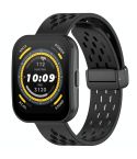For Amazfit Bip 5 Folding Magnetic Clasp Silicone Watch Band(Black)