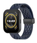 For Amazfit Bip 5 Folding Magnetic Clasp Silicone Watch Band(Dark Blue)