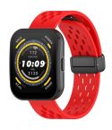 For Amazfit Bip 5 Folding Magnetic Clasp Silicone Watch Band(Red)