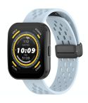 For Amazfit Bip 5 Folding Magnetic Clasp Silicone Watch Band(Light Blue)
