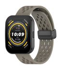 For Amazfit Bip 5 Folding Magnetic Clasp Silicone Watch Band(Dark Gray)