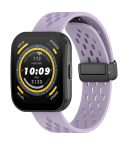 For Amazfit Bip 5 Folding Magnetic Clasp Silicone Watch Band(Purple)