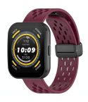 For Amazfit Bip 5 Folding Magnetic Clasp Silicone Watch Band(Wine)