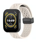 For Amazfit Bip 5 Folding Magnetic Clasp Silicone Watch Band(Starlight Color)
