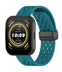 For Amazfit Bip 5 Folding Magnetic Clasp Silicone Watch Band(Dark Green)
