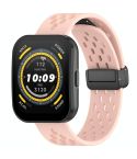 For Amazfit Bip 5 Folding Magnetic Clasp Silicone Watch Band(Pink)