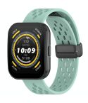 For Amazfit Bip 5 Folding Magnetic Clasp Silicone Watch Band(Teal)