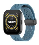 For Amazfit Bip 5 Folding Magnetic Clasp Silicone Watch Band(Blue)