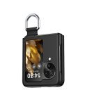 For OPPO Find N3 Flip Silk Ribbon Ring Plain Leather Phone Case(Black)