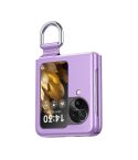 For OPPO Find N3 Flip Silk Ribbon Ring Plain Leather Phone Case(Purple)